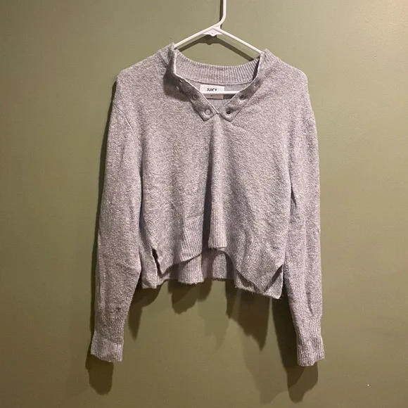 JUICY COUTURE GRAY SWEATER Sz MEDIUM - Picture 2 of 7